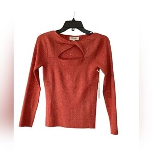 JESSICA SIMPSON, RED Long Sleeve Sweater with Cutout